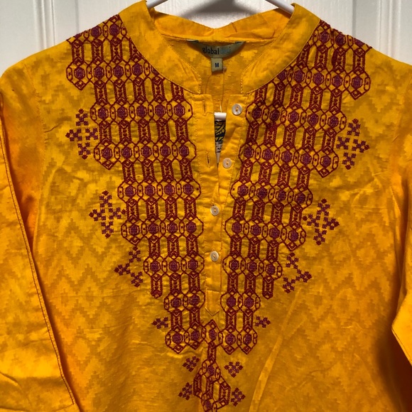 🌿Indian Global Desi Mustard COTTON KURTI / Tunic - Picture 3 of 5